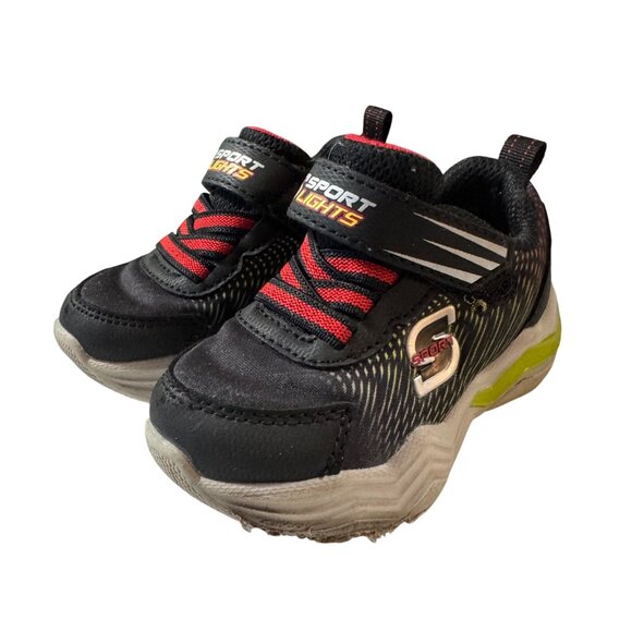 Sketchers Kids Sport Lights LED Sneakers Size‎ 5 Black & Red - Picture 1 of 6